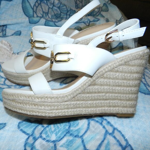 Tommy Hilfiger Khari High Espadrille Wedge Sandals White/Gold🆕📦🏃💨⚡🚚 - Picture 10 of 16